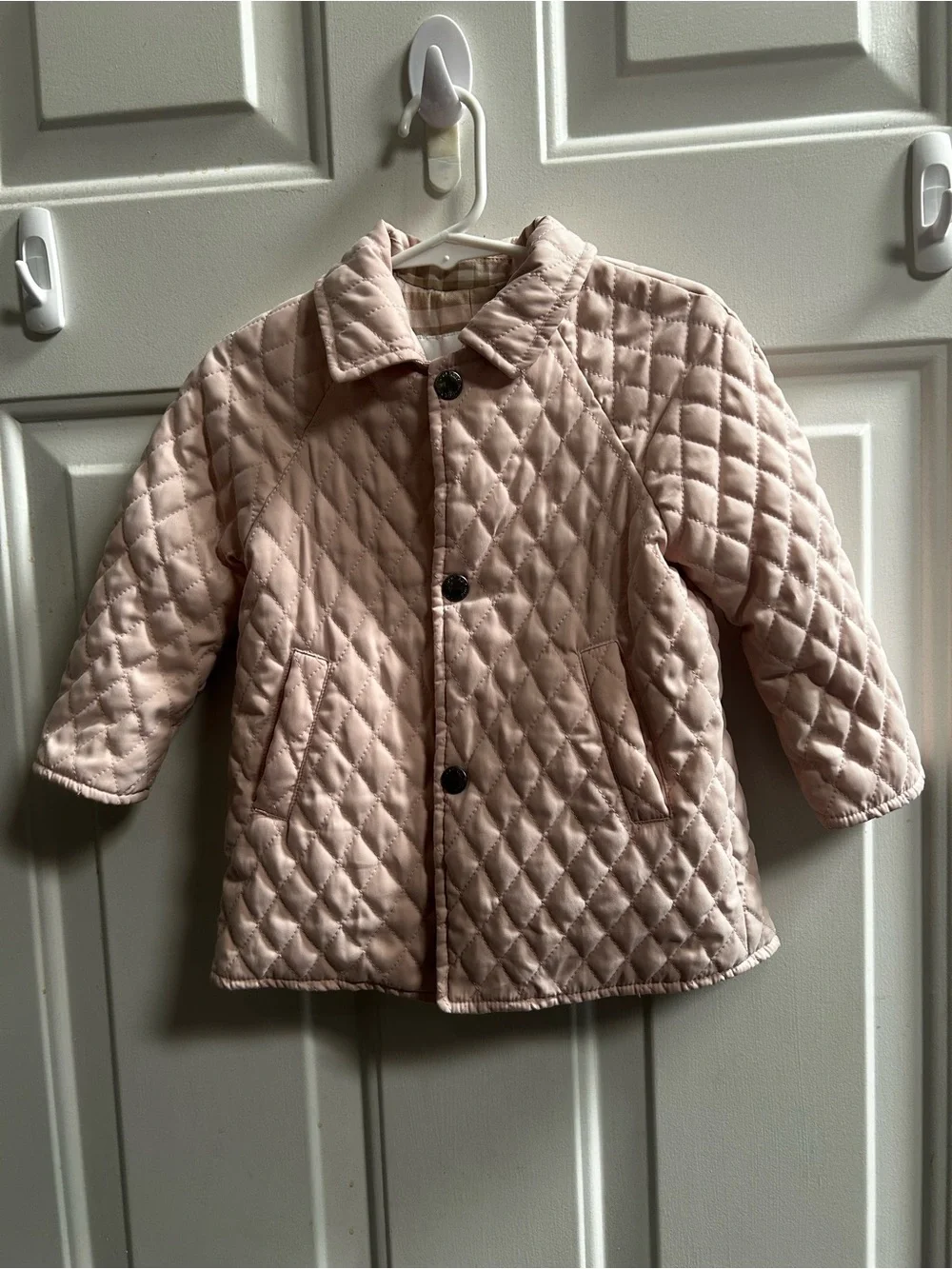 Burberry baby Girls' Quilted Light Pink Jacket - Classic Button Front Sz 18 M